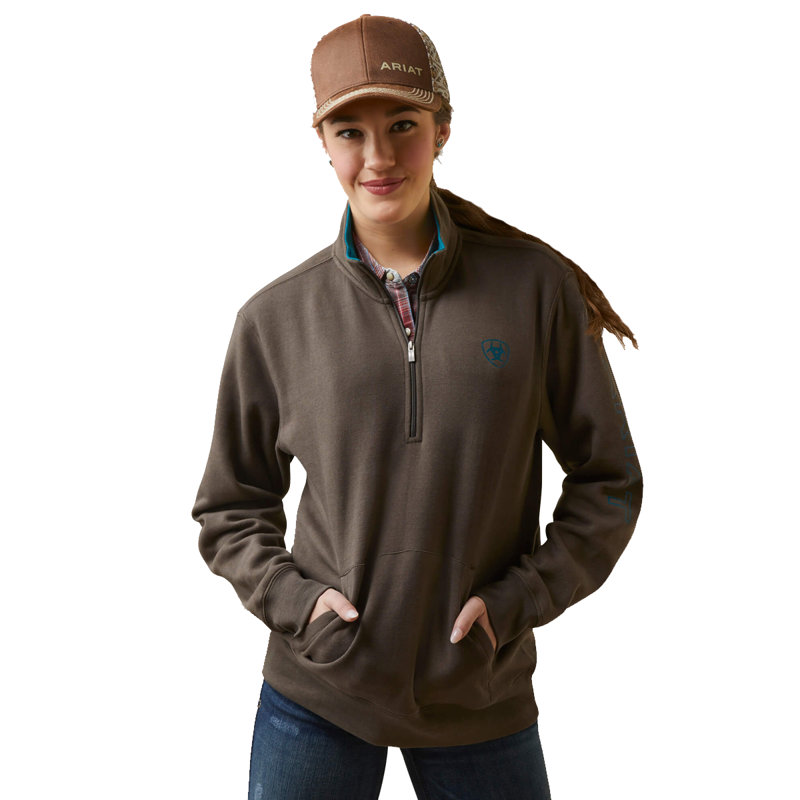 Ariat Women's Logo 1/2 Zip Sweatshirt - Banyan Bark